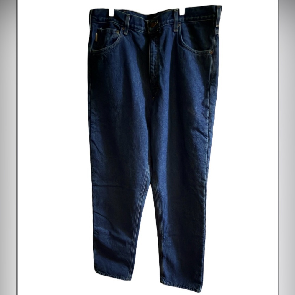 Men's carhartt Flannel Lined Blue Jeans, Sixe 38x34, made in Mexivo.